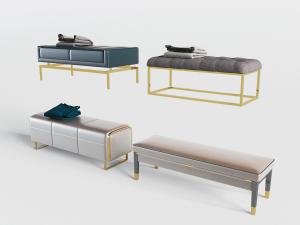 新中式现代皮革沙发凳