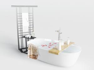 现代白色陶瓷浴盆浴缸毛巾架