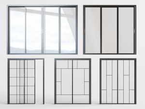 现代黑色边框的推拉玻璃门