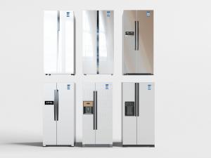 现代不锈钢带饮水机的电冰箱