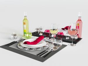 现代餐巾、高脚杯餐具3d模型 现代餐巾、高脚杯餐具