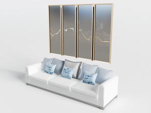 新中式白色多人沙发3d模型 新中式白色多人沙发