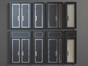 新中式黑色平开门、双扇平开门