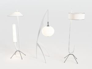 新中式白色灯罩装饰黑边的落地灯