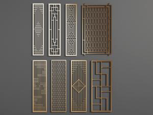 新中式金属隔断3d模型 新中式金属隔断