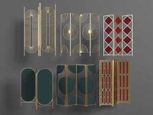 现代轻奢金属镂空图案的屏风