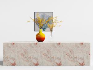 新中式红色大理石纹理的端景台3d模型 新中式红色大理石纹理的端景台