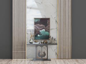 新中式玄关端景台3d模型 新中式玄关端景台