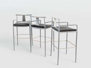 新中式金属高脚方形吧椅