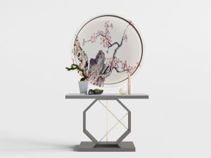 新中式端景台3d模型 新中式端景台