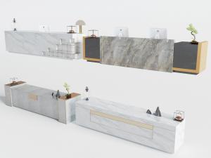 新中式长方形大理石接待台