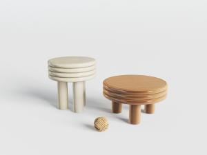 现代实木圆形坐凳