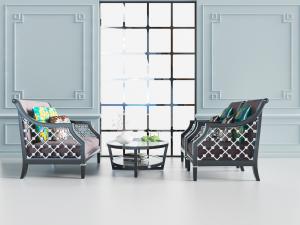 欧式镂空扶手的双人沙发、单人沙发