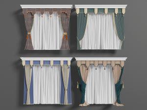 中式新中式双扇布艺窗帘