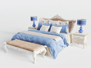 欧式双人床床尾凳