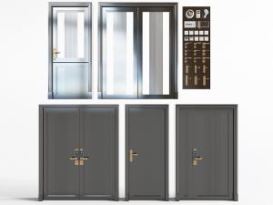 现代带密码门锁的平开门