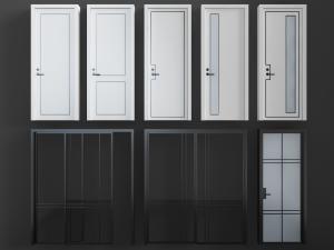 现代白色平开门推拉门