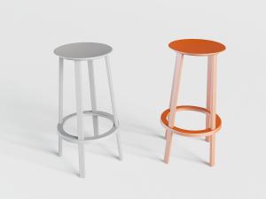 工业风实木圆形吧凳