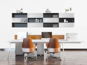 现代双人位书桌椅组合3d模型 现代双人位书桌椅组合