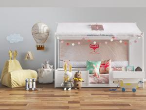 现代白色婴儿床懒人沙发玩偶