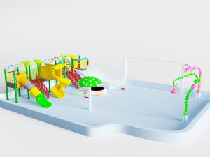 现代大型儿童滑滑梯游乐设备3d模型 现代大型儿童滑滑梯游乐设备