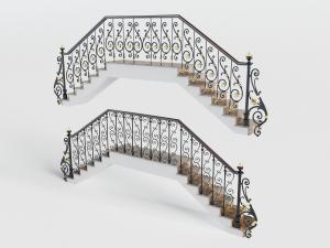 欧式雕花栏杆楼梯3d模型 欧式雕花栏杆楼梯