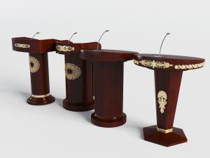 欧式实木讲台讲桌话筒3d模型 欧式实木讲台讲桌话筒
