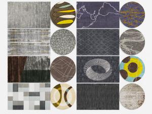 新中式长方形圆形地毯3d模型 新中式长方形圆形地毯