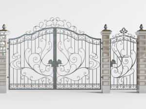 欧式铁艺雕花大门旁门