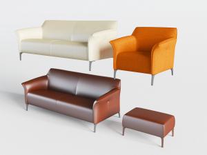 后现代皮革多人单人沙发沙发凳3d模型 后现代皮革多人单人沙发沙发凳