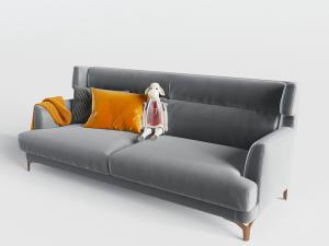 北欧灰色多人沙发3d模型 北欧灰色多人沙发