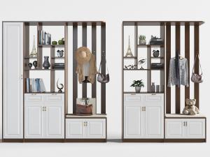 北欧玄关带衣架的鞋柜