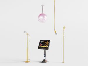 现代KTV包间麦克风舞台灯和点歌机