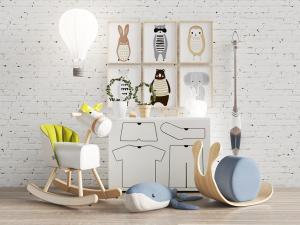 北欧儿童玩具木马玩偶储物柜