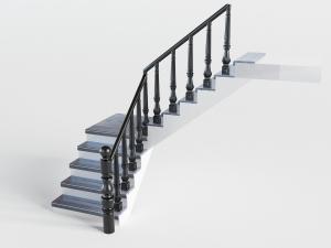 欧式黑色栏杆楼梯3d模型 欧式黑色栏杆楼梯