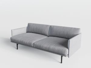 现代灰色布艺多人沙发3d模型 现代灰色布艺多人沙发