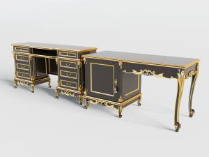 欧式雕花书桌3d模型 欧式雕花书桌