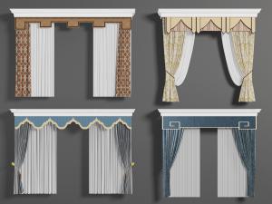 新中式布艺花纹双扇窗帘