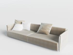 新中式土黄色多人沙发3d模型 新中式土黄色多人沙发