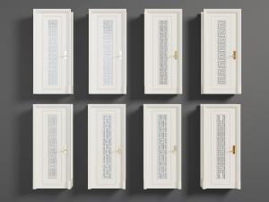 新中式装饰花格图案的白色平开门