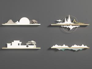 中式山水、建筑造型的墙饰挂件