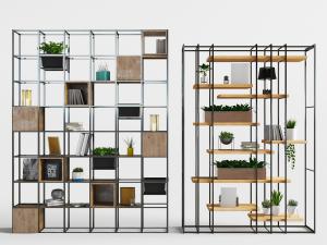 现代北欧黑色方格金属装饰架