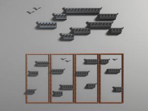 中式屋檐元素装饰的墙饰挂件