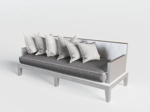 新中式实木靠背的多人沙发3d模型 新中式实木靠背的多人沙发