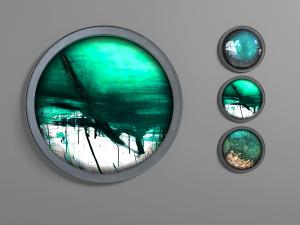 新中式圆形边框绿色背景抽象墙饰挂件