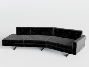 现代黑色软包布艺多人沙发3d模型 现代黑色软包布艺多人沙发