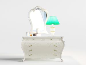 欧式带立体雕花的白色梳妆台