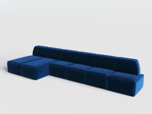 现代蓝色带美人榻的多人沙发3d模型 现代蓝色带美人榻的多人沙发