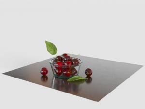 放在玻璃碗里的樱桃水果