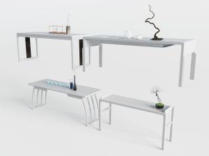 新中式白色长方形端景台3d模型 新中式白色长方形端景台